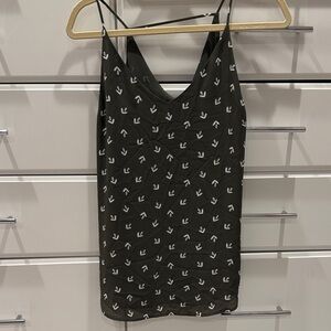 LOFT Charcoal and White V-Neck Top